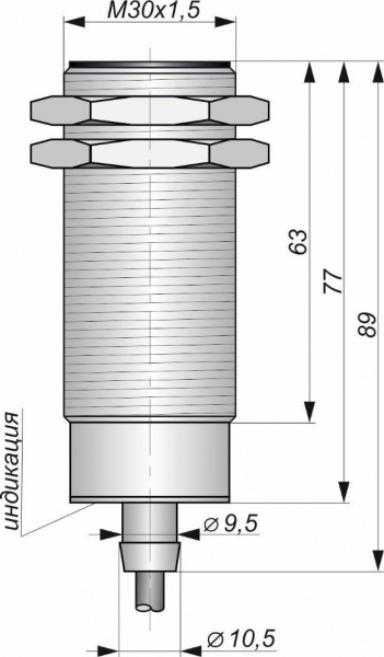 Датчик индуктивный бесконтактный И26-NO-NPN(Л63, Lкорп=75мм)