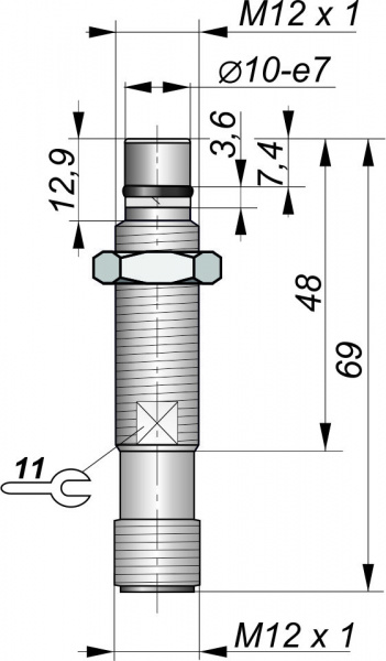 Датчик бесконтактный индуктивный ИД032-NO-PNP-P-50(12X18H10T)