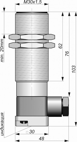 Датчик бесконтактный индуктивный ИВ25-NO-AC-K-Z(Л63)
