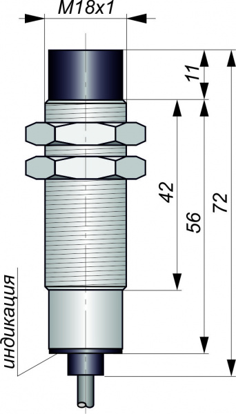 Датчик бесконтактный индуктивный И11-NO-PNP-HT(Л63, Lкаб=5м)