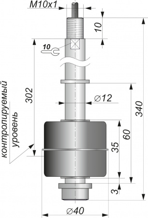 Датчик герконовый поплавковый уровня жидкости DFG 40.35-B1U60-NO/NC-302.12-M10x1-S