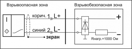 Датчик бесконтактный индуктивный взрывобезопасный стандарта "NAMUR" SNI 13-5-L-15-HT-PKBx12 (металлорукав МРПИ НГ, помехозащищенный)