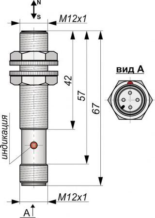 Датчик бесконтактный герконовый DG12MMP-DC-NO-F-P-US