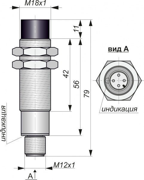 Датчик индуктивный бесконтактный ИВ11-NO-PNP-P-HT(Л63)